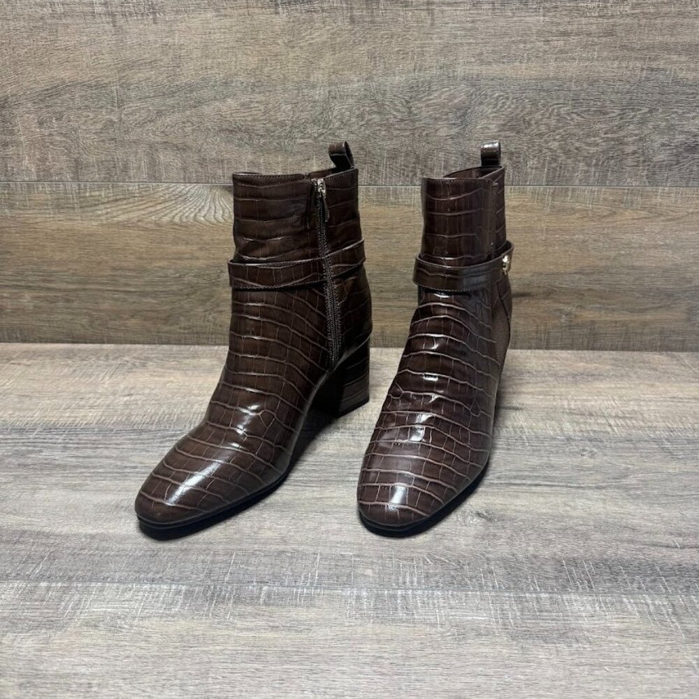 Liz Claiborne Mister Brown Snake Skin Embossed Booties Women's Size 11